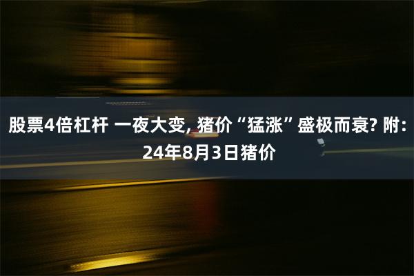 股票4倍杠杆 一夜大变, 猪价“猛涨”盛极而衰? 附: 24年8月3日猪价